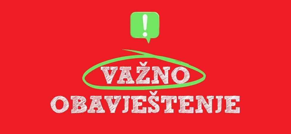 Važno obavještenje